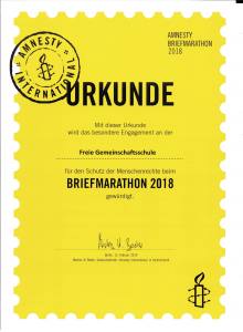 Urkunde des Briefmarathon